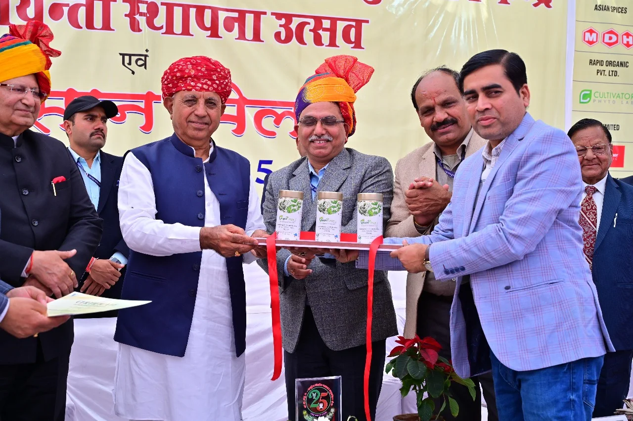Official B2C Launch of Organic Cumin Tea and Detox Tea at ICAR–NRCSS, Ajmer with Hon'ble Shri Bhagirath Chaudhary and Padma Bhushan Dr. R.S. Paroda