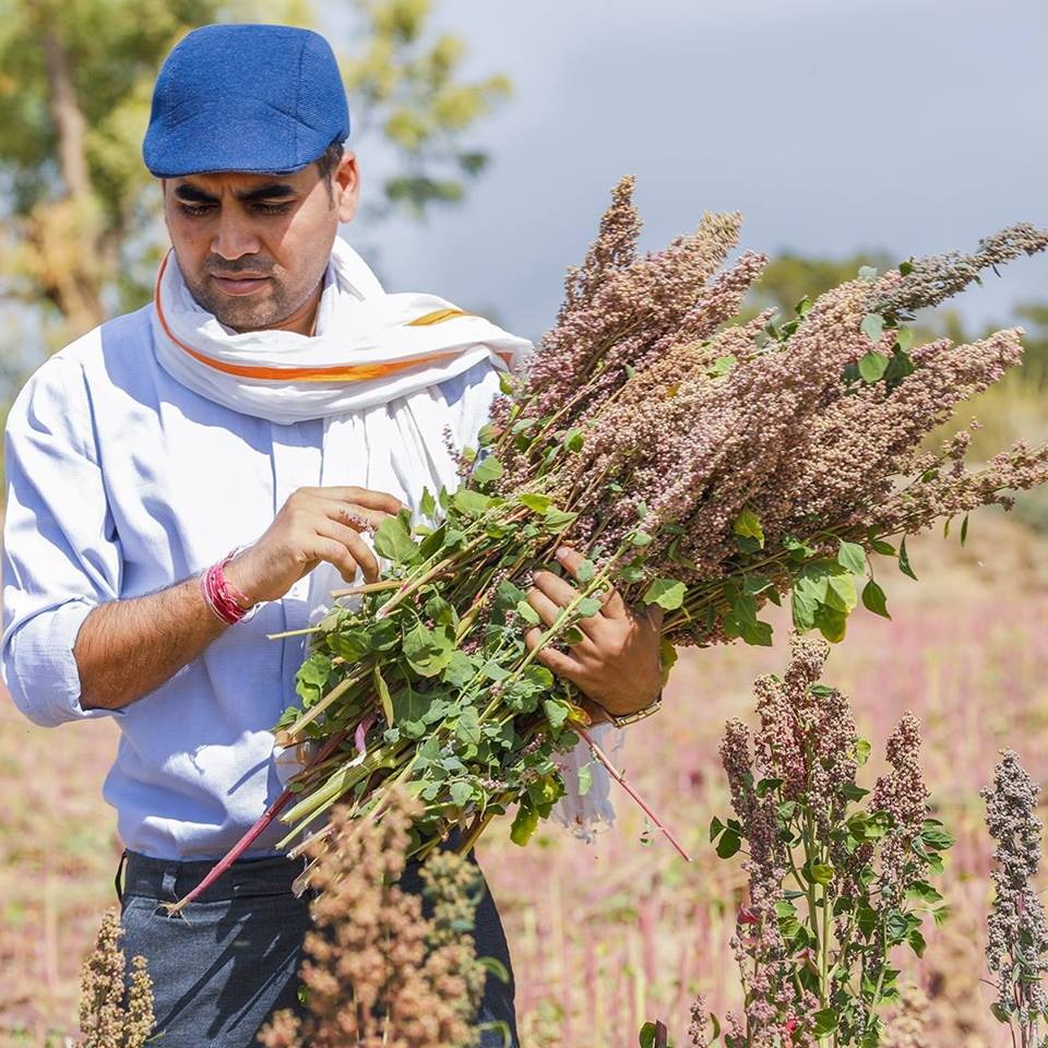 Yogesh Joshi, Founder of Rapid Organic, at the family farm in Sanchore, Rajasthan